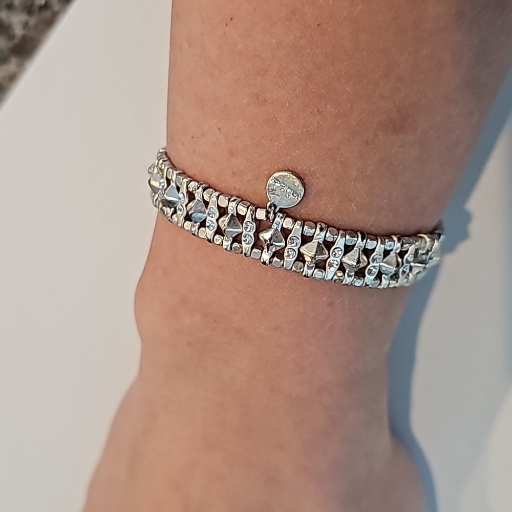 Stella & Dot Arrison Stretch Bracelet - silver with rhinestones